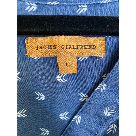 Jachs Girlfriend Womens Blue Button-Up Shirt Large short sleeve tencel pockets - Picture 4 of 6